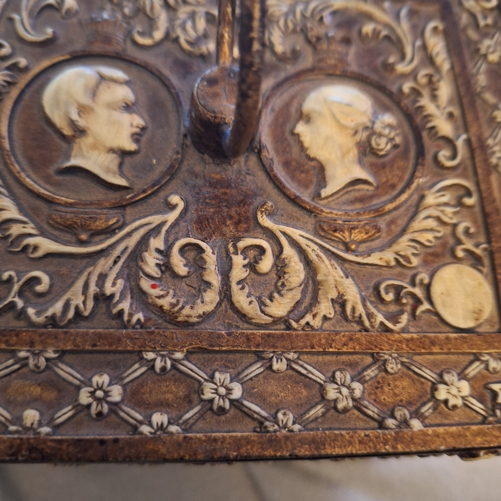 Not Rated Brown and Gold Embossed Decorative Box 4"X 5" - Picture 2 of 9
